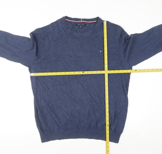 Tommy Hilfiger Men Blue XL Cotton Crew Neck Pullover Jumper