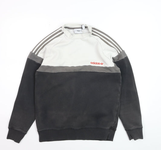 Adidas Mens Grey Crew Neck Pullover Jumper Size S Sports Fleece