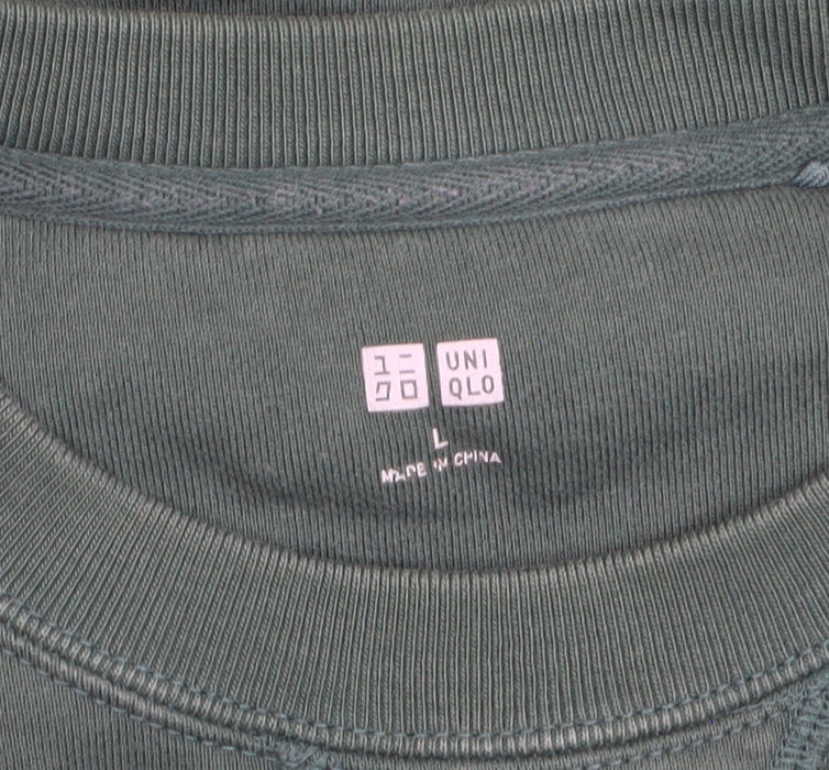 Uniqlo Men's Green L Pullover Sweatshirt Cotton Blend