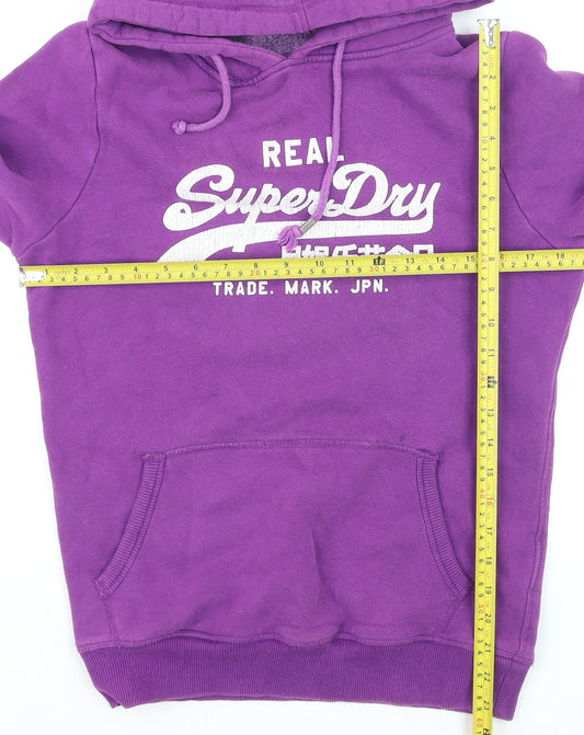 Superdry Men's Purple Pullover Hoodie Medium Graphic Logo Fleece