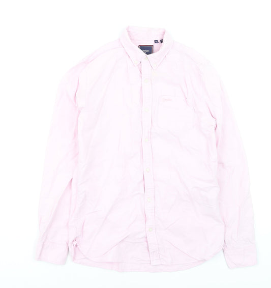 Superdry Men's Pink Cotton Button-Down Long Sleeve Dress Shirt Size S