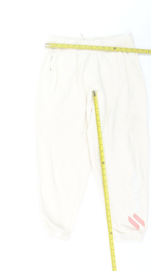 Superdry Girls Ivory Jogger Trousers Size 12 Years Cotton Blend