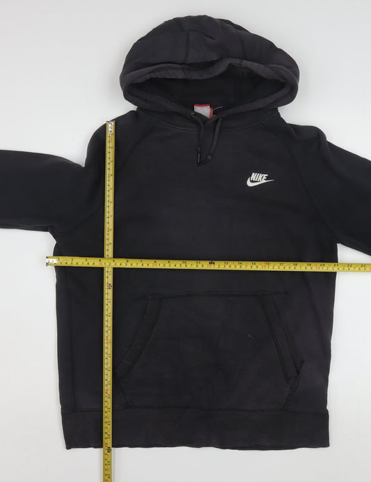 Nike Men's Black Pullover Hoodie Size M Logo Fleece Sweatshirt