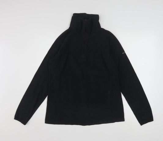 Columbia Womens Black Fleece Pullover Sweatshirt L 1/4 Zip Outdoor