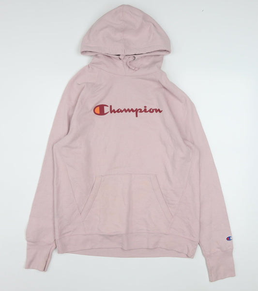 Champion Womens Pink Pullover Hoodie Size M Cotton Blend Athleticwear