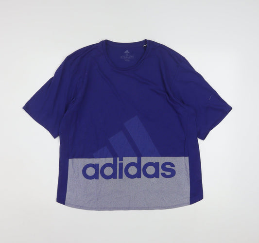 Adidas Womens Blue Climalite Logo T-Shirt Size M 12-14