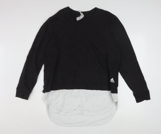 Adidas Women Black XL Sweatshirt Pullover Long Sleeve Crew Neck Casual