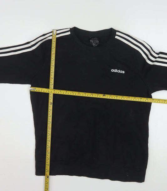Adidas Womens Black L 16-18 Pullover Sweatshirt Cotton Blend