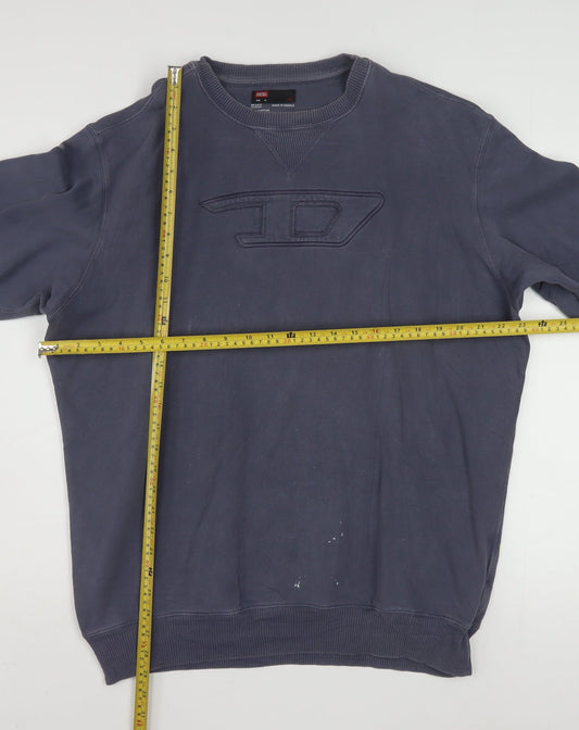 Diesel Men's Blue XL Pullover Sweatshirt Crew Neck Logo Cotton