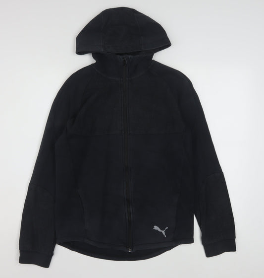 Puma Boys Black Full Zip Hoodie 15-16 Years Sports Logo Jacket