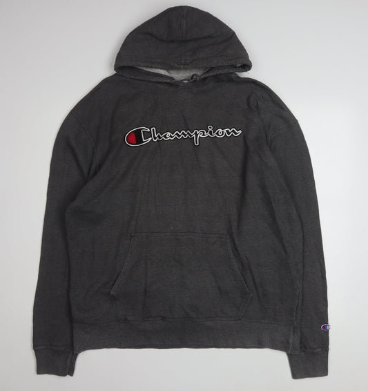 Champion Men's Black XL Pullover Hoodie with Logo Design