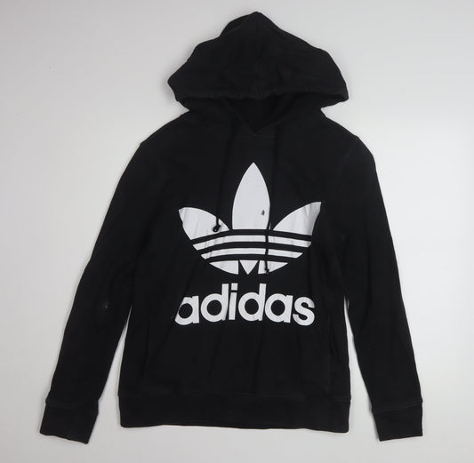 Adidas Womens Black Hoodie Size 10 Pullover Hooded Sweatshirt