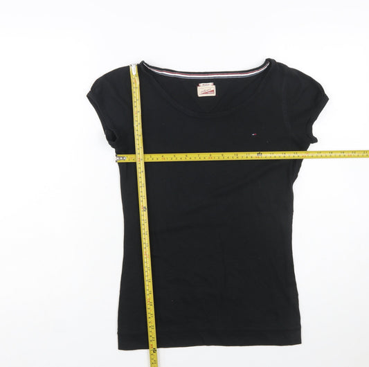 Tommy Hilfiger Women Black Basic Slim Fit Cotton T-Shirt M
