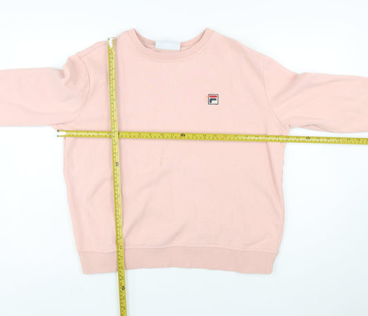 FILA Women Pink Crew Neck Pullover Sweatshirt Size L Cotton Blend