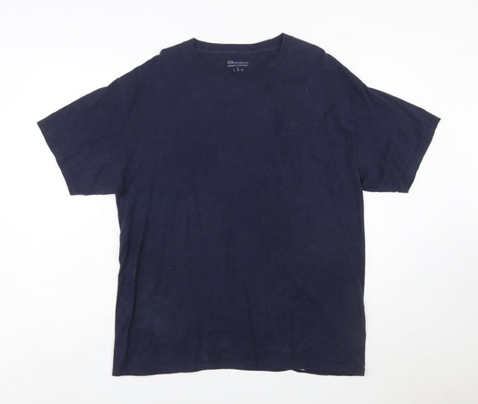 Champion Men Blue L Crew Neck Short Sleeve Sports T-Shirt
