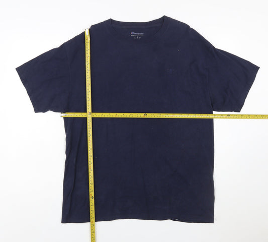 Champion Men Blue L Crew Neck Short Sleeve Sports T-Shirt