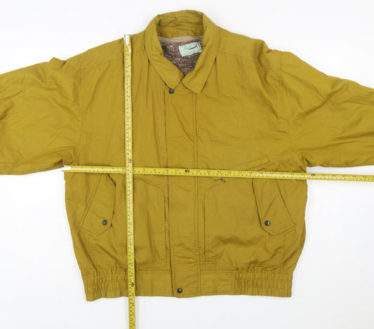 Crocodile Men's Yellow XL Bomber Jacket Faux Fur Lined Vintage Style