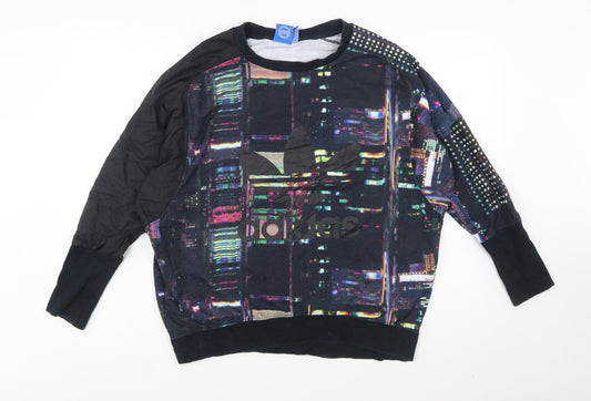 Adidas Women’s Black Multicoloured Pullover Sweatshirt Size 10 Graphic Print