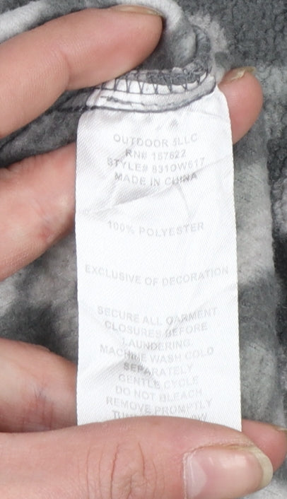 Additional view of Eddie Bauer girls’ grey animal print fleece full zip jacket, size 14-15, years