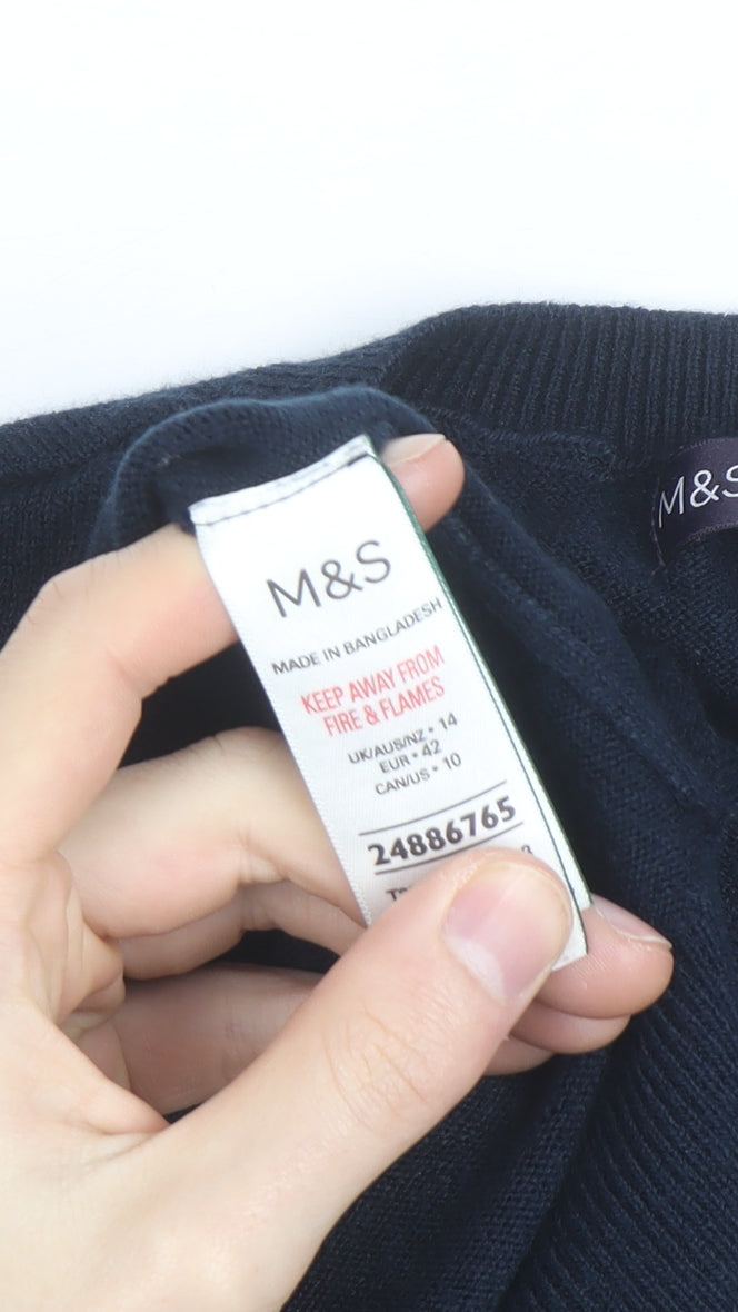 Marks and Spencer Men's Grey Geometric Pullover Jumper Size L