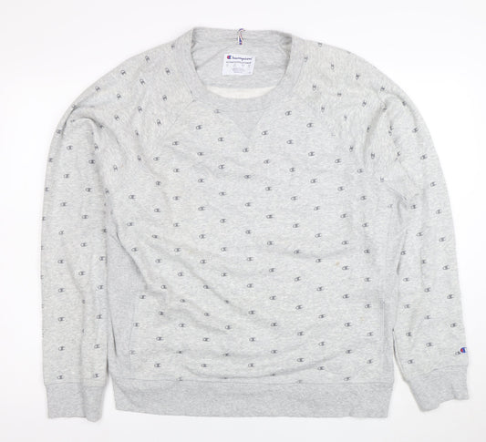 Champion Womens Grey Logo Sweatshirt XL Comfortable Casual