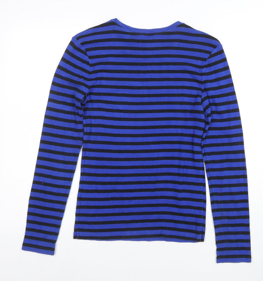 Polo Ralph Lauren Women Blue Black Striped Long Sleeve T-Shirt M