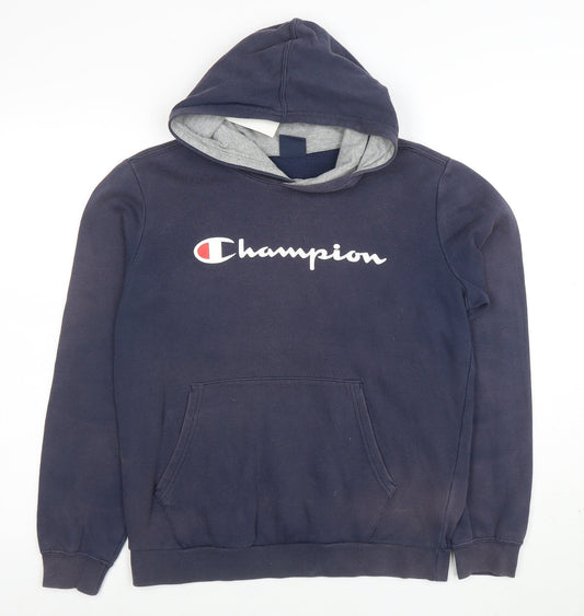 Champion Boys Navy Blue Pullover Hoodie X-Large 13-14 Years Cotton Blend
