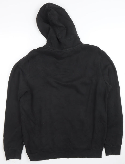 Puma Mens Black Small Pullover Hoodie with Red Logo
