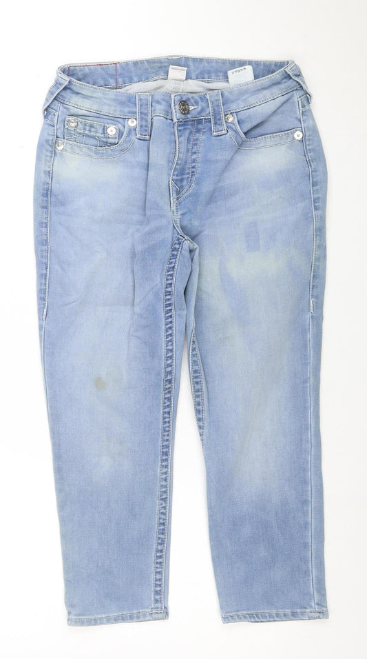 Additional front view of True Religion women’s blue, size UK 28, mid rise straight jeans
