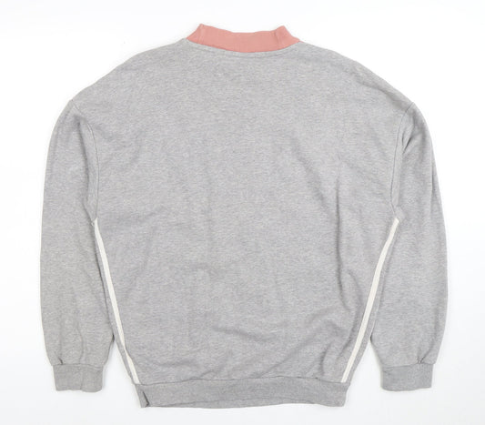 Adidas Womens Grey & Pink Crew Neck Pullover Sweatshirt Size 10 M