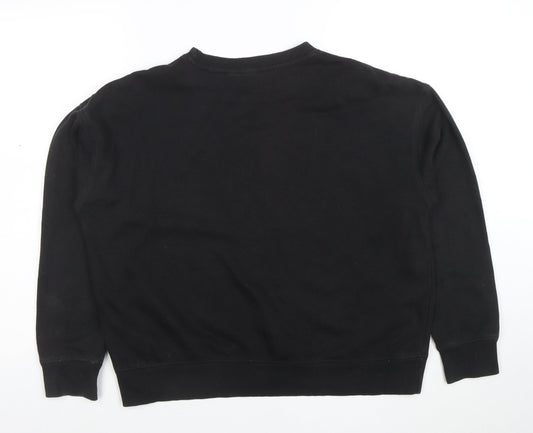 Disney Women Black Small Pullover Sweatshirt Logo Cotton Blend