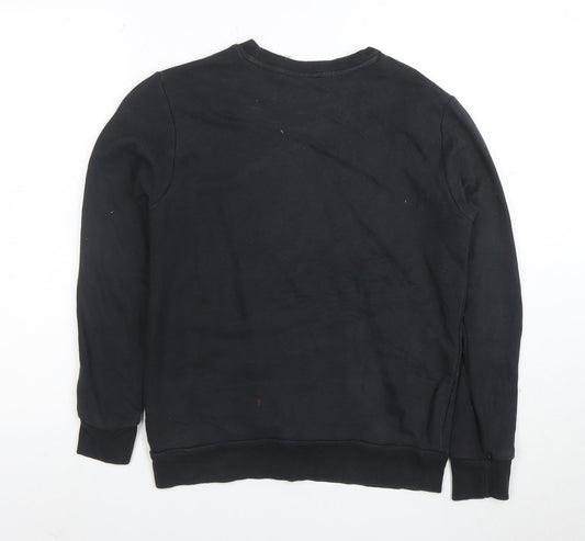 Adidas Boys Black Crew Neck Sweatshirt 12-13 Years Cotton Blend Pullover