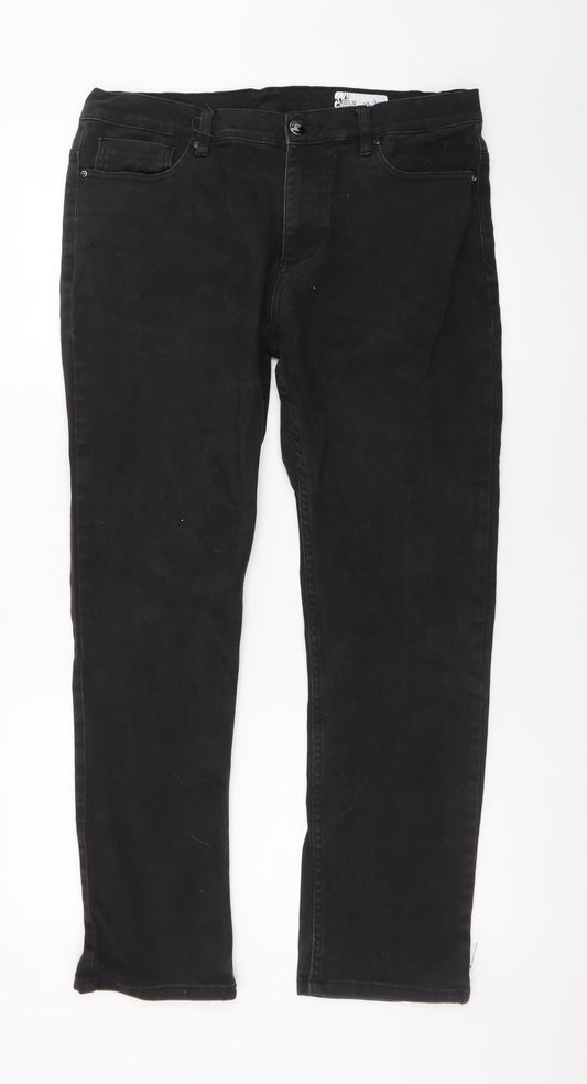 Additional front view of Denim Co. Men’s Black Straight Leg Jeans W32 L30 Regular Fit