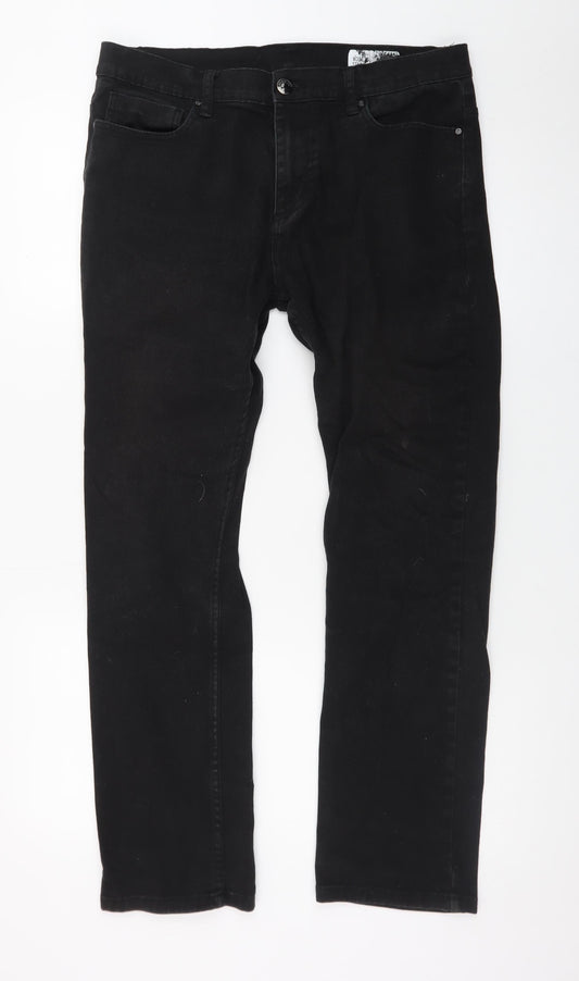 Additional front view of Denim Co. Men's Black Straight Jeans 32W 30L Regular Fit