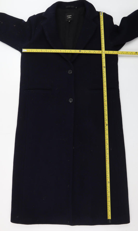 Superdry Men’s Black Wool Blend Long Overcoat Size M