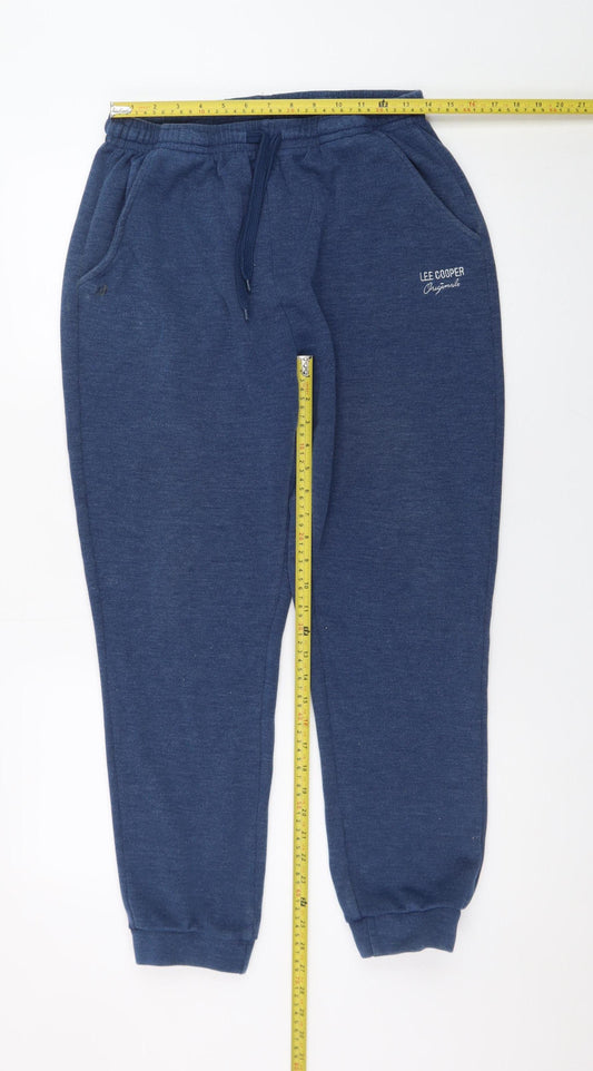 Lee Cooper Men's Blue Jogger Trousers L Regular Fit Elastic Waist