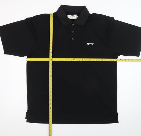 Slazenger Men's Black Golf Polo Shirt Size L Lightweight Polyester