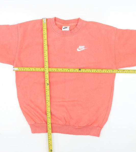 Nike Girls Pink Crew Neck Pullover Sweatshirt Size S 128-137cm