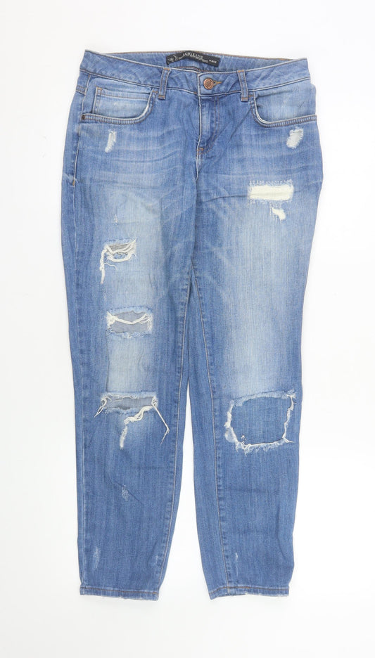 Additional front view of LCW Jeans women’s blue distressed straight denim 26in