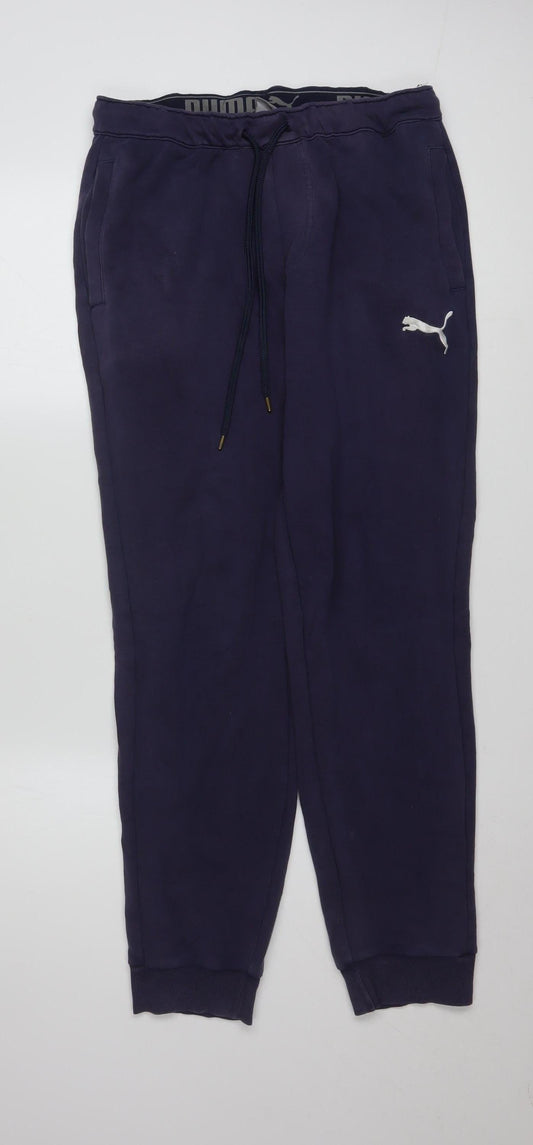 Puma Men's Navy Jogger Sweatpants Medium Cotton Blend Activewear