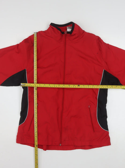 Athletic Works Women Red Windbreaker Jacket L 12/14 Lightweight Polyester