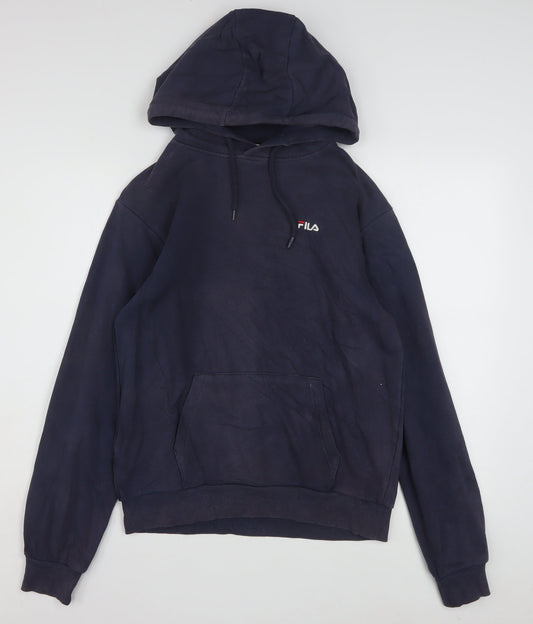 Fila Men's Blue Pullover Hoodie XS Regular Fit Logo Fleece