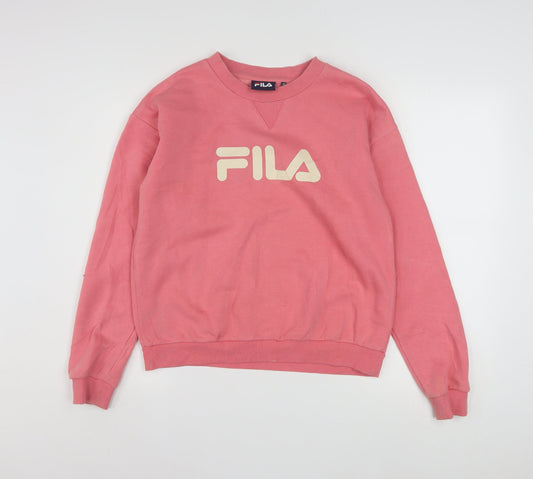 FILA Womens Pink Logo Pullover Sweatshirt XS Casual