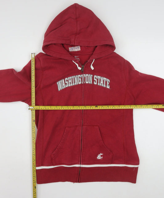 Nike Women Red Full Zip Hoodie Washington State L 16/18 Casual Athletic