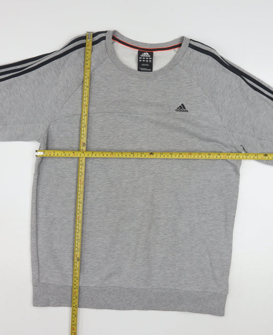 Adidas Men's Grey Crew Neck Pullover Sweatshirt L Sports Style