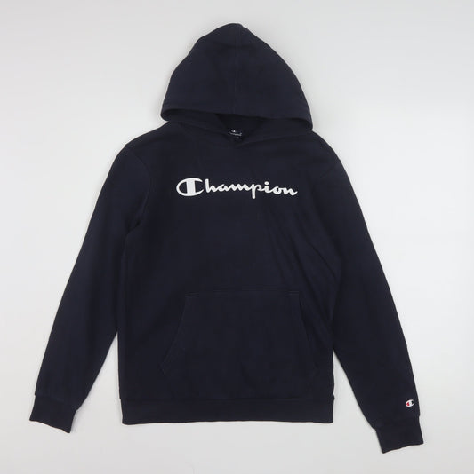 Champion Boys Black Hoodie 13-14 Years Pullover Fleece Logo Sweatshirt