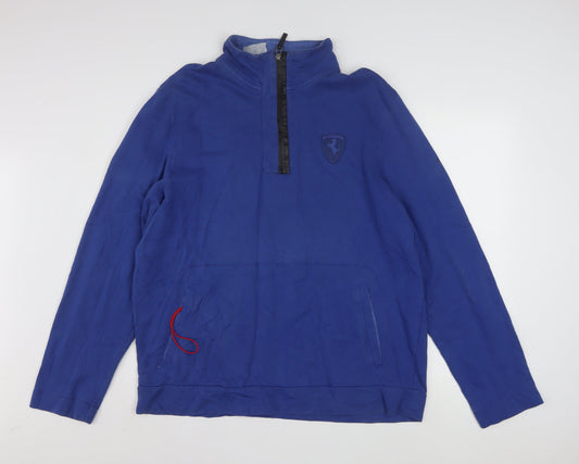Puma Men's Blue XL 1/4 Zip Ferrari Logo Sweatshirt Pullover
