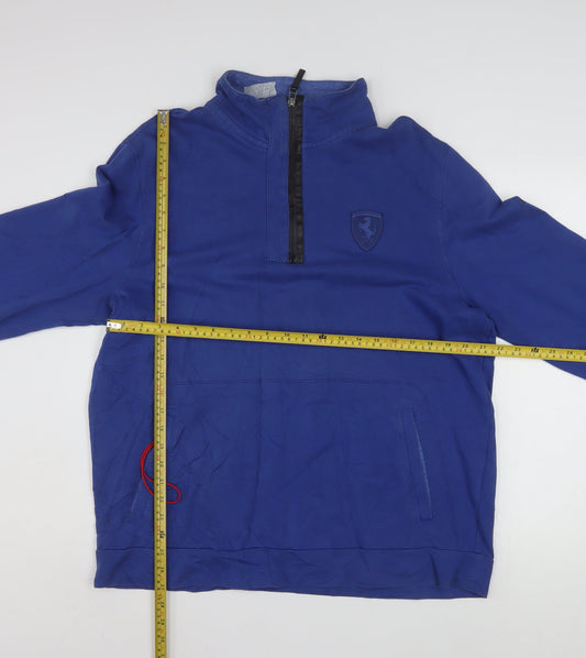 Puma Men's Blue XL 1/4 Zip Ferrari Logo Sweatshirt Pullover