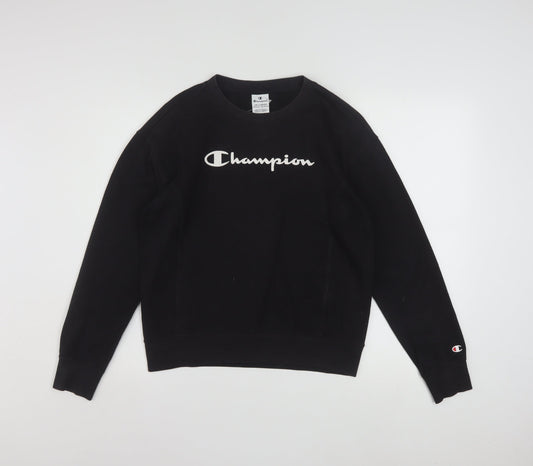 Champion Boys Black Pullover Sweatshirt 15-16 Years Crew Neck Logo