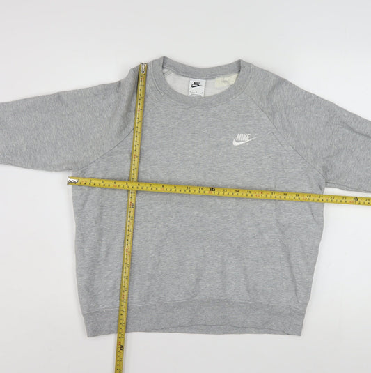 Nike Women Grey Crew Neck Sweatshirt Medium Cotton Blend